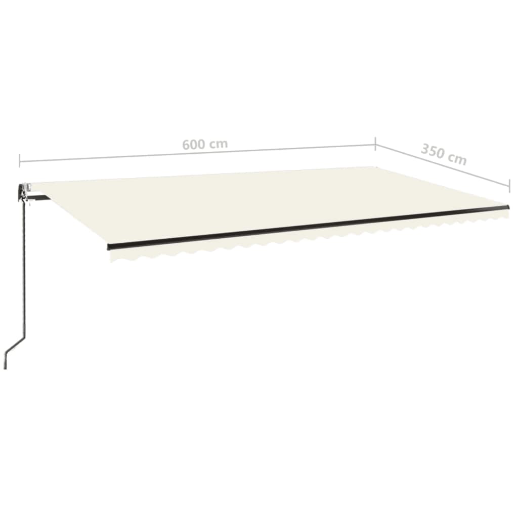 vidaXL Automatycznie zwijana markiza, LED i czujnik wiatru, 600x350 cm