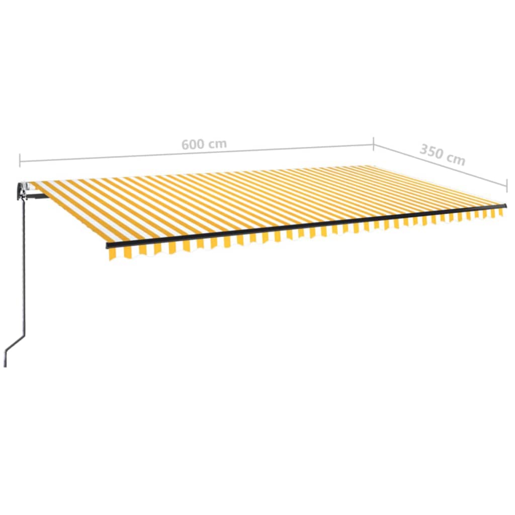 vidaXL Automatycznie zwijana markiza, LED i czujnik wiatru, 600x350 cm
