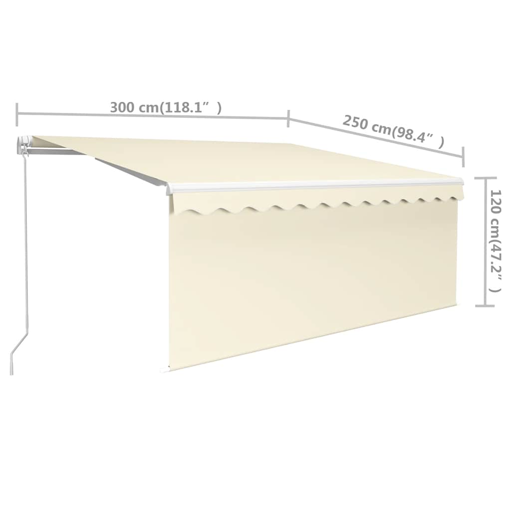 vidaXL Ręcznie zwijana markiza z zasłoną, 3x2,5 m, kremowa