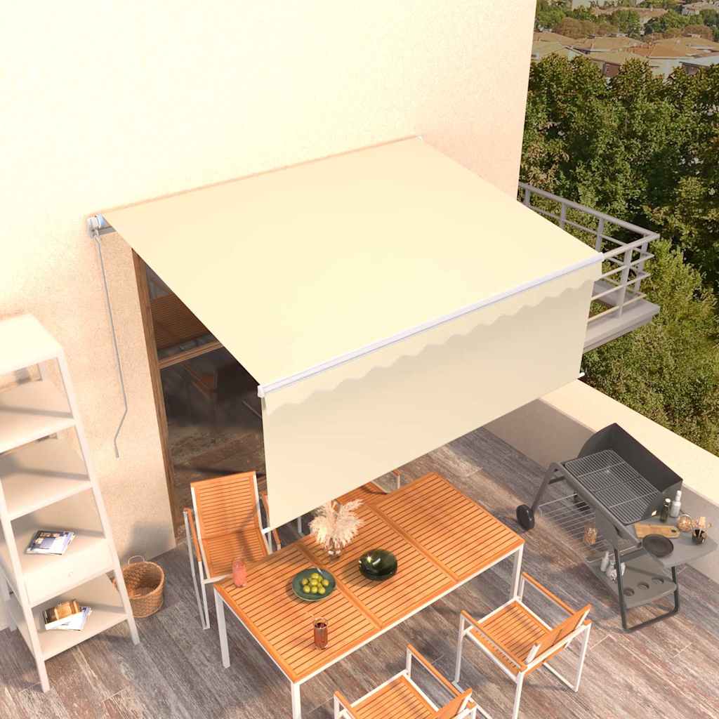 vidaXL Ręcznie zwijana markiza z zasłoną, 3x2,5 m, kremowa