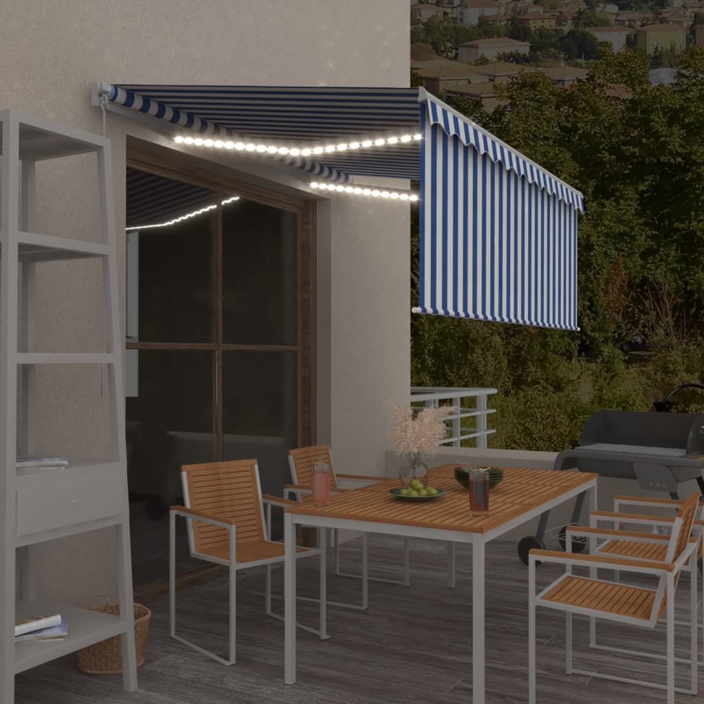 vidaXL Ręcznie zwijana markiza z zasłoną zacieniającą i LED, 3x2,5 m