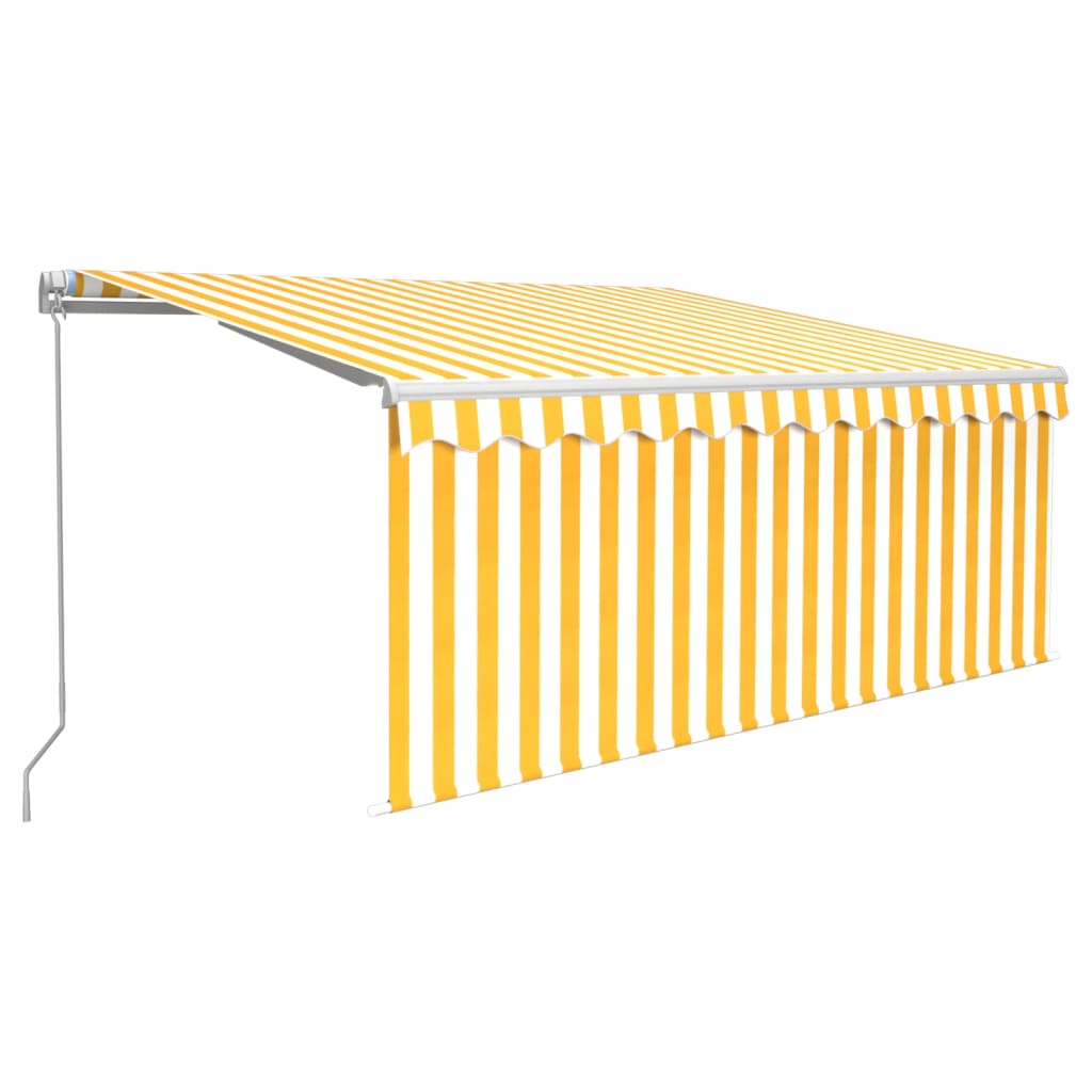 vidaXL Ręcznie zwijana markiza z zasłoną i LED, 3x2,5 m, żółto-biała