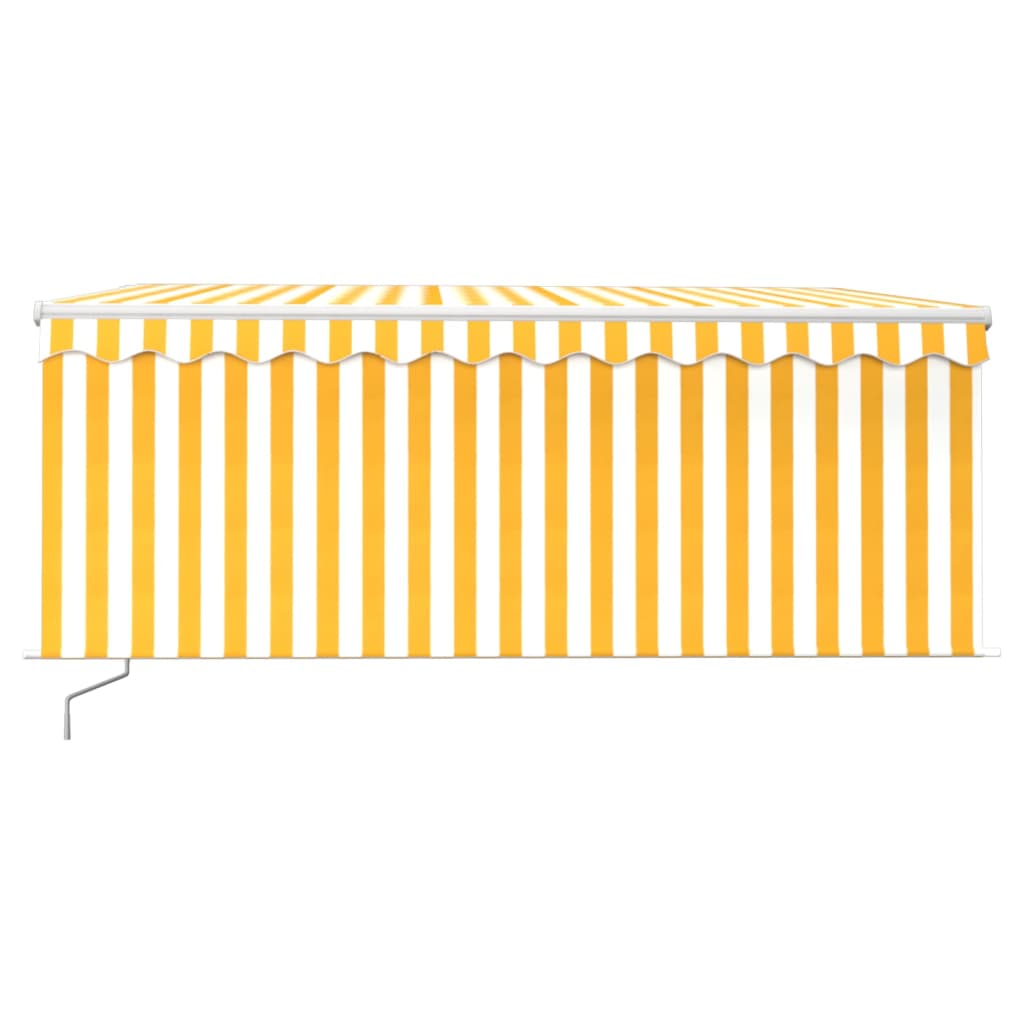 vidaXL Ręcznie zwijana markiza z zasłoną i LED, 3x2,5 m, żółto-biała