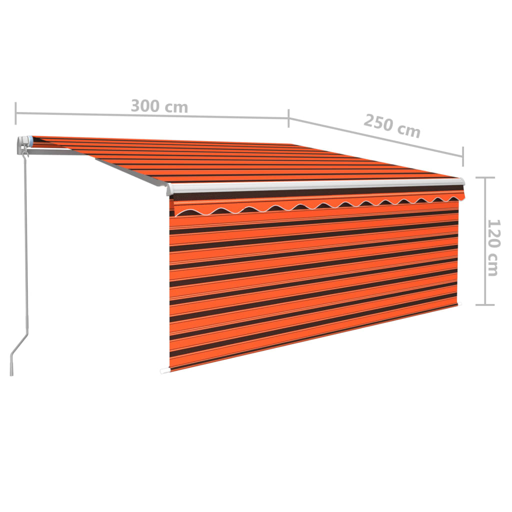 vidaXL Ręcznie zwijana markiza z zasłoną zacieniającą i LED, 3x2,5 m