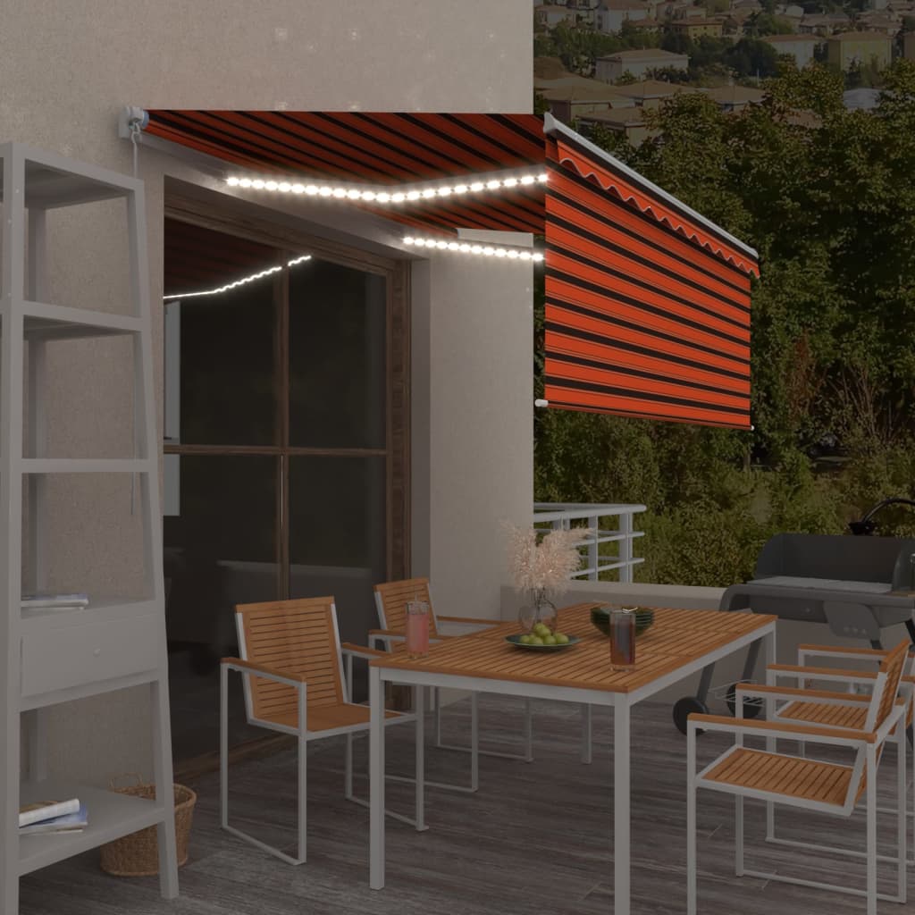 vidaXL Ręcznie zwijana markiza z zasłoną zacieniającą i LED, 3x2,5 m