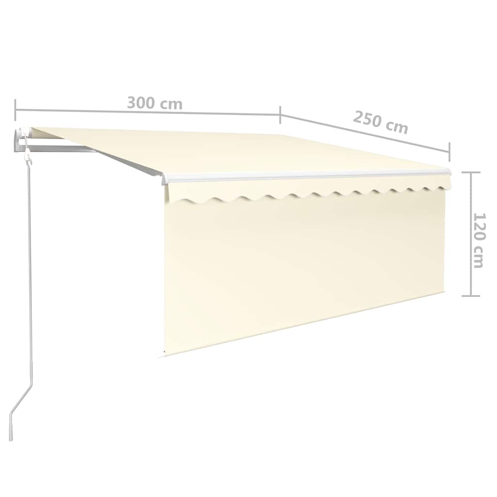 vidaXL Automatycznie zwijana markiza z zasłoną, 3x2,5 m, kremowa
