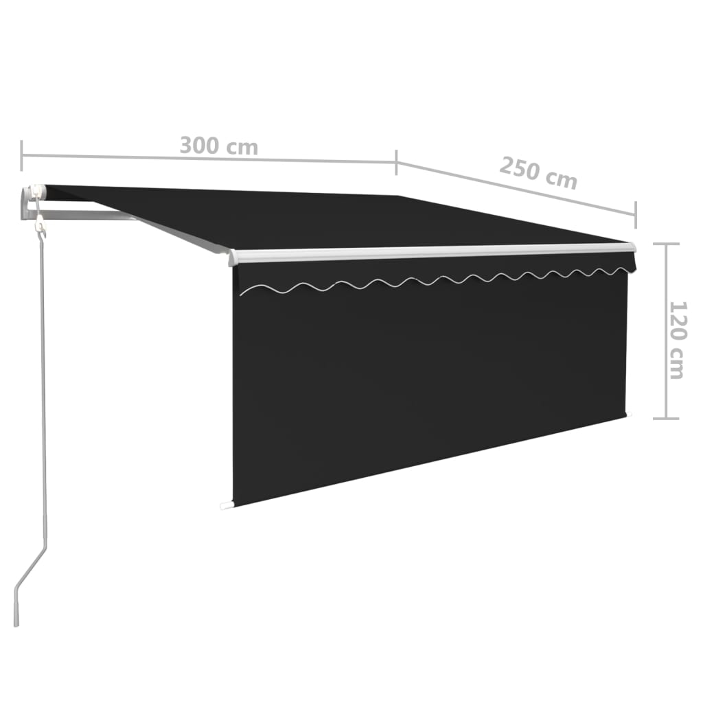 vidaXL Automatycznie zwijana markiza z zasłoną, 3x2,5 m, antracytowa