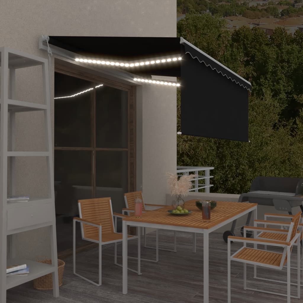 vidaXL Automatyczna markiza z zasłoną, LED i czujnikiem, 3x2,5 m