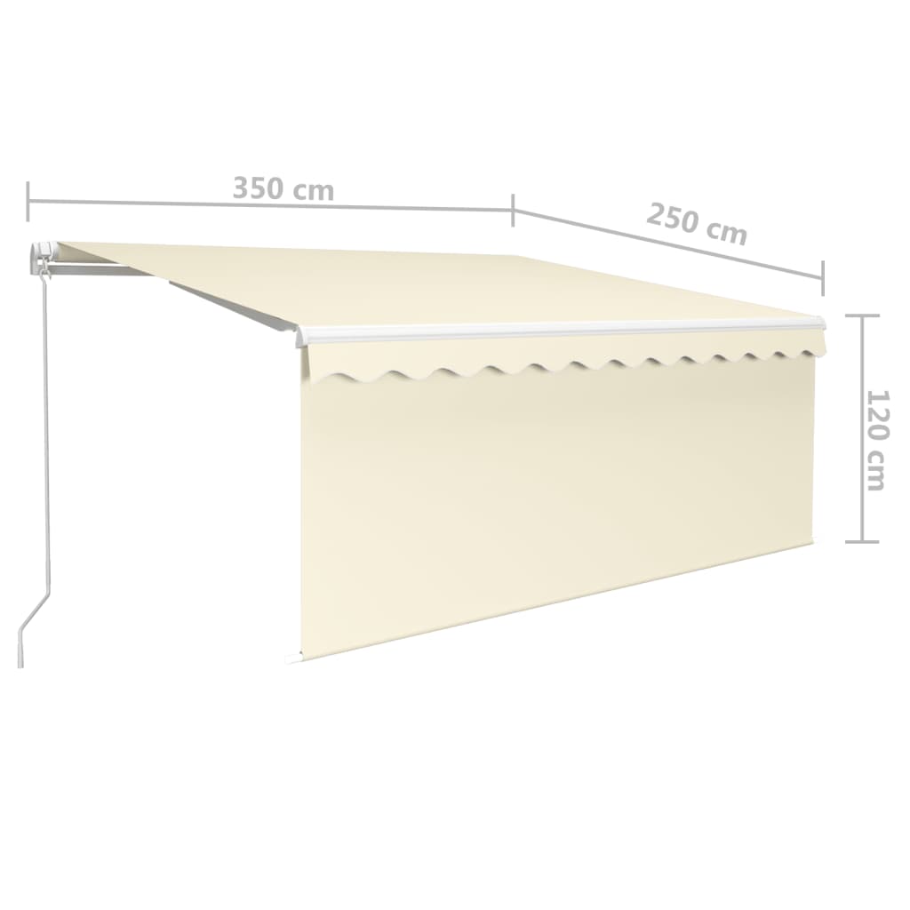 vidaXL Ręcznie zwijana markiza z zasłoną, 3,5x2,5 m, kremowa