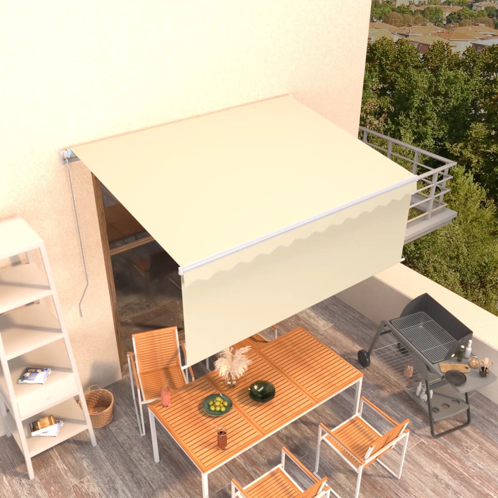 vidaXL Ręcznie zwijana markiza z zasłoną, 3,5x2,5 m, kremowa