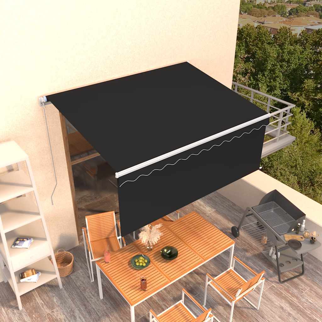 vidaXL Ręcznie zwijana markiza z zasłoną, 3,5x2,5 m, antracytowa
