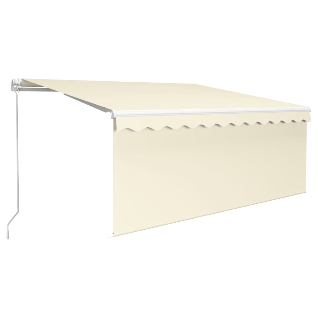 vidaXL Ręcznie zwijana markiza z zasłoną i LED, 3,5x2,5 m, kremowa