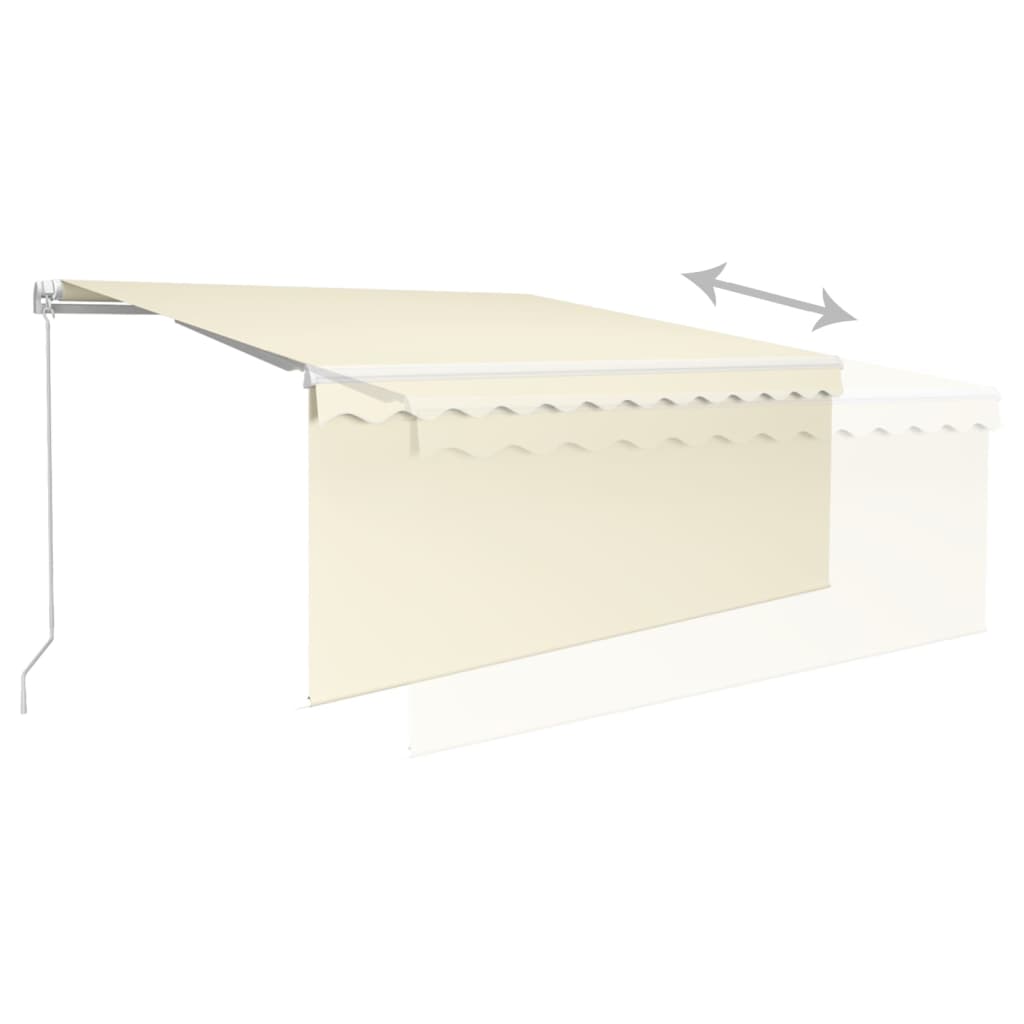 vidaXL Ręcznie zwijana markiza z zasłoną i LED, 3,5x2,5 m, kremowa