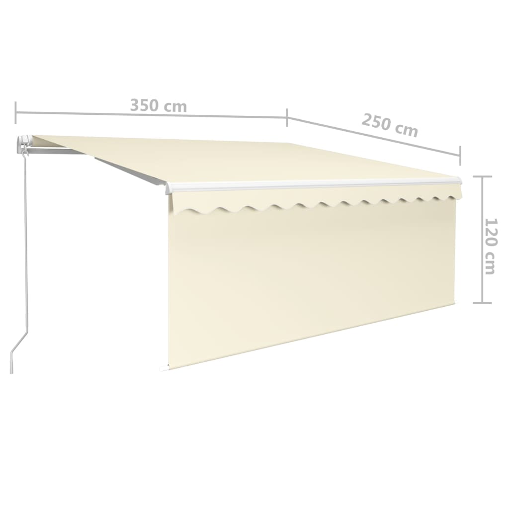 vidaXL Ręcznie zwijana markiza z zasłoną i LED, 3,5x2,5 m, kremowa