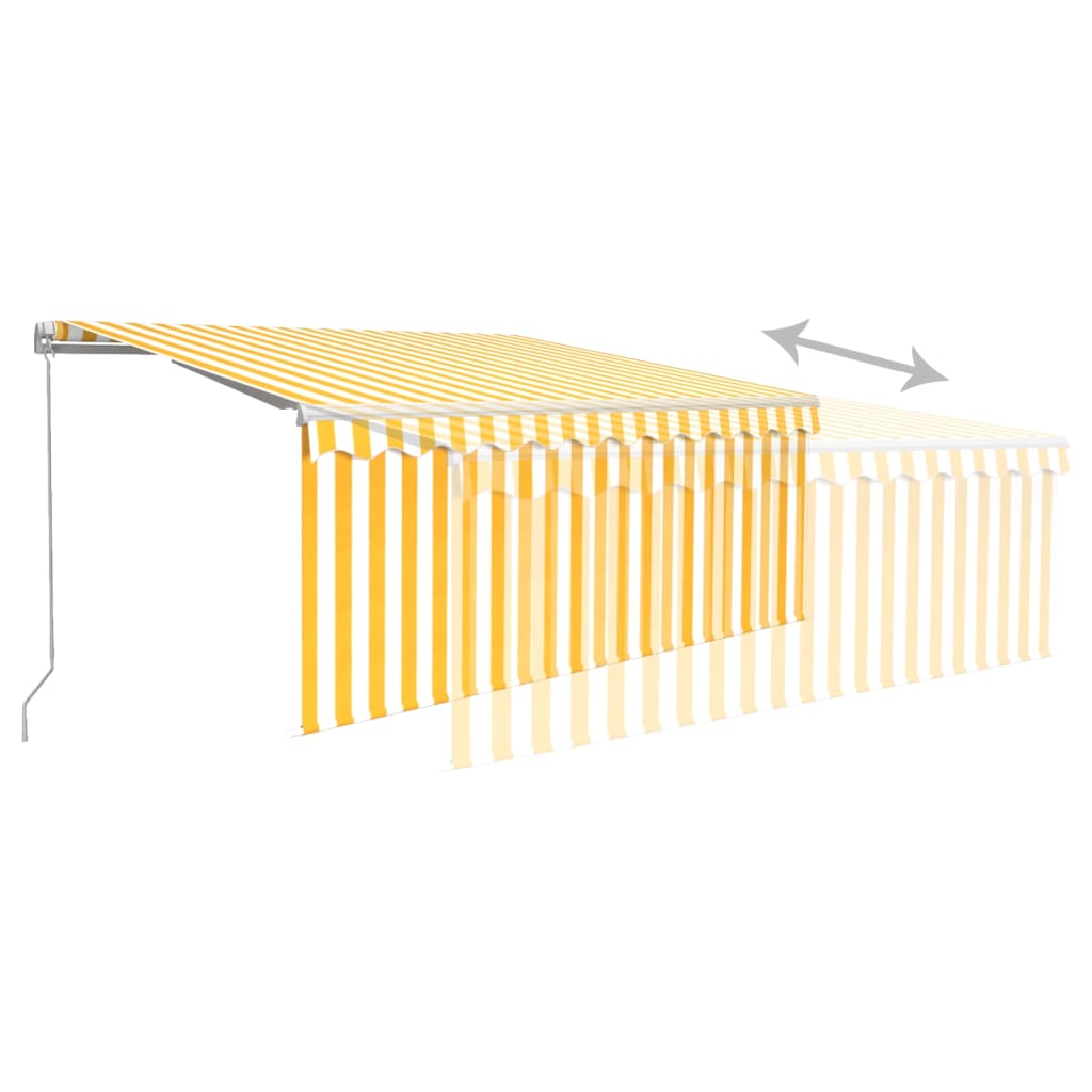 vidaXL Ręcznie zwijana markiza z zasłoną i LED, 3,5x2,5 m, żółto-biała