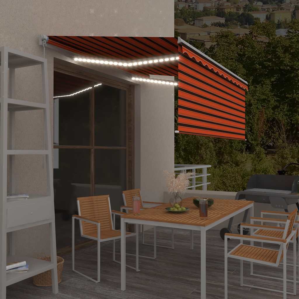 vidaXL Ręcznine zwijana markiza z zasłoną i LED, 3,5x2,5 m
