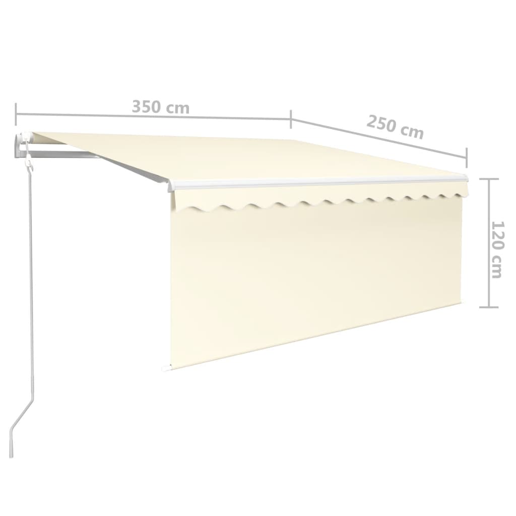 vidaXL Automatycznie zwijana markiza z zasłoną, 3,5x2,5 m, kremowa