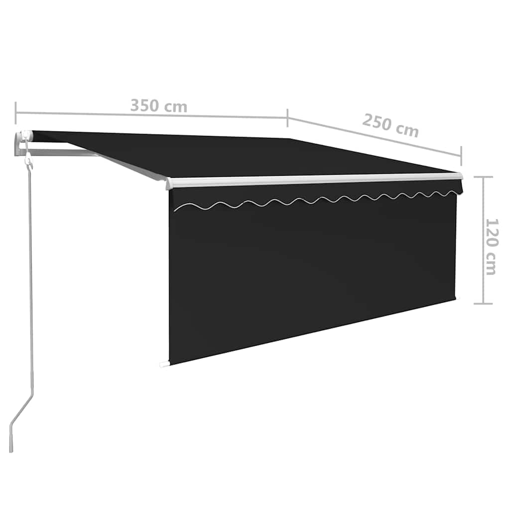 vidaXL Automatycznie zwijana markiza z zasłoną, 3,5x2,5 m, antracytowa