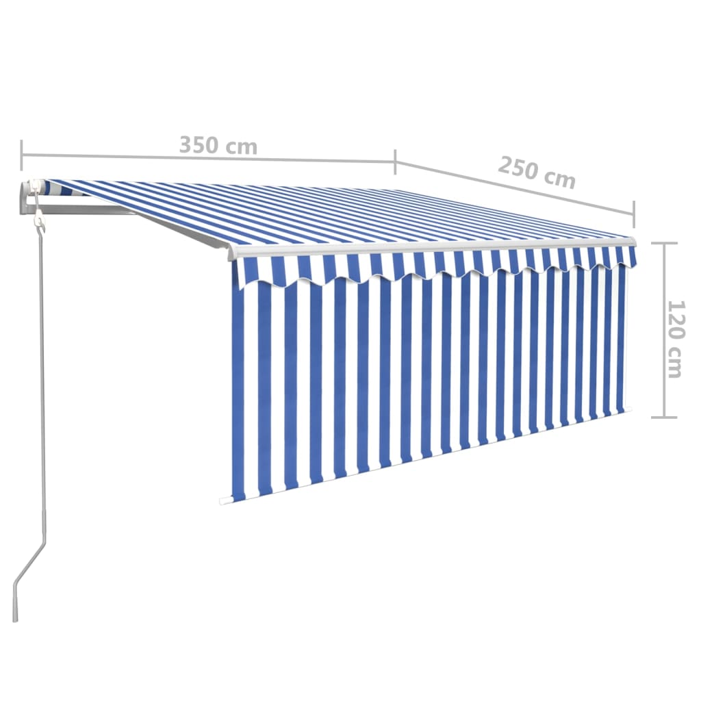 vidaXL Automatycznie zwijana markiza, LED i czujnik wiatru, 3,5x2,5 m
