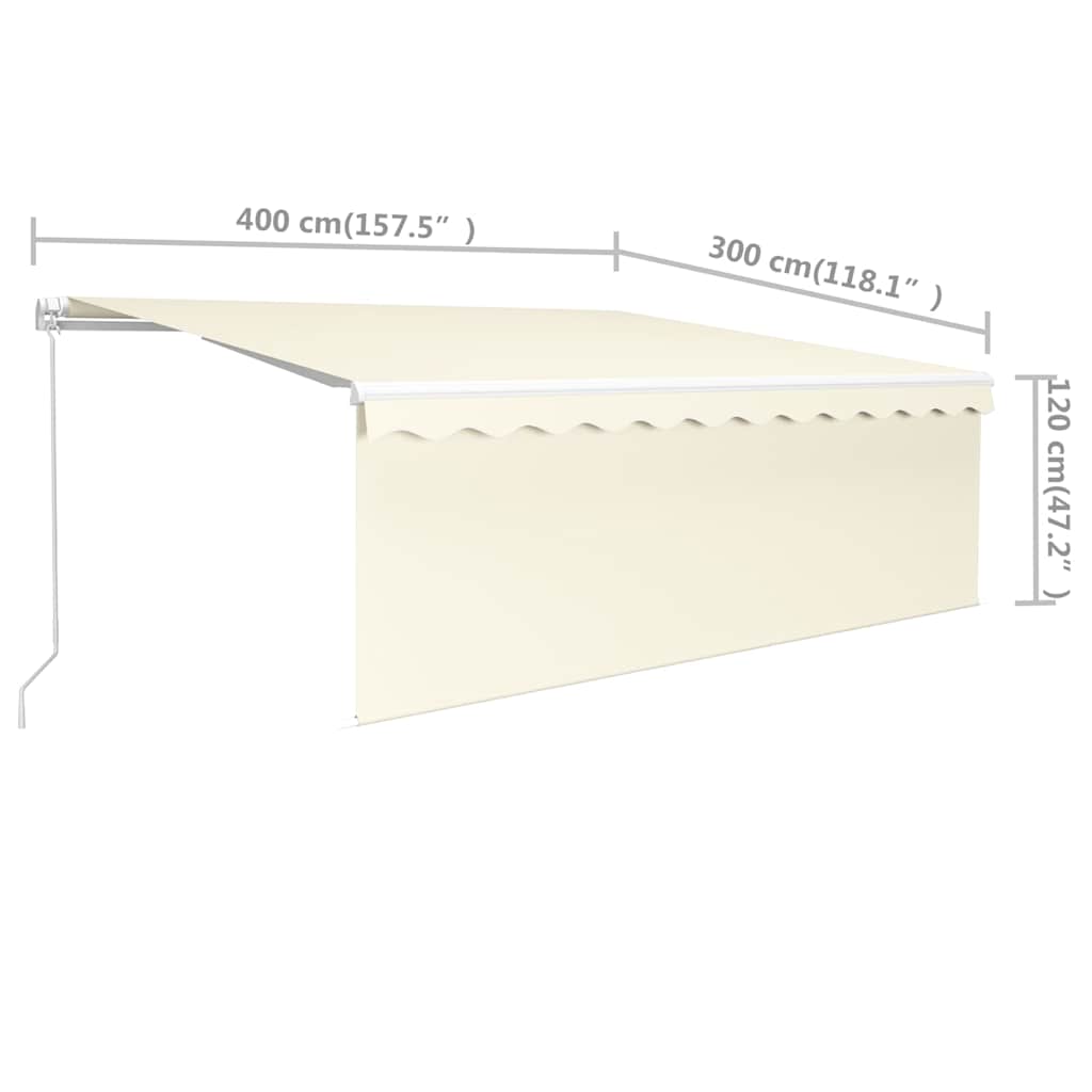 vidaXL Ręcznie zwijana markiza z zasłoną, 4x3 m, kremowa