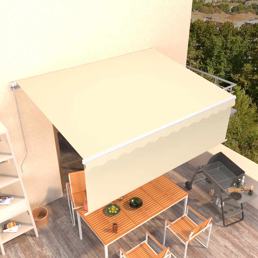 vidaXL Ręcznie zwijana markiza z zasłoną, 4x3 m, kremowa