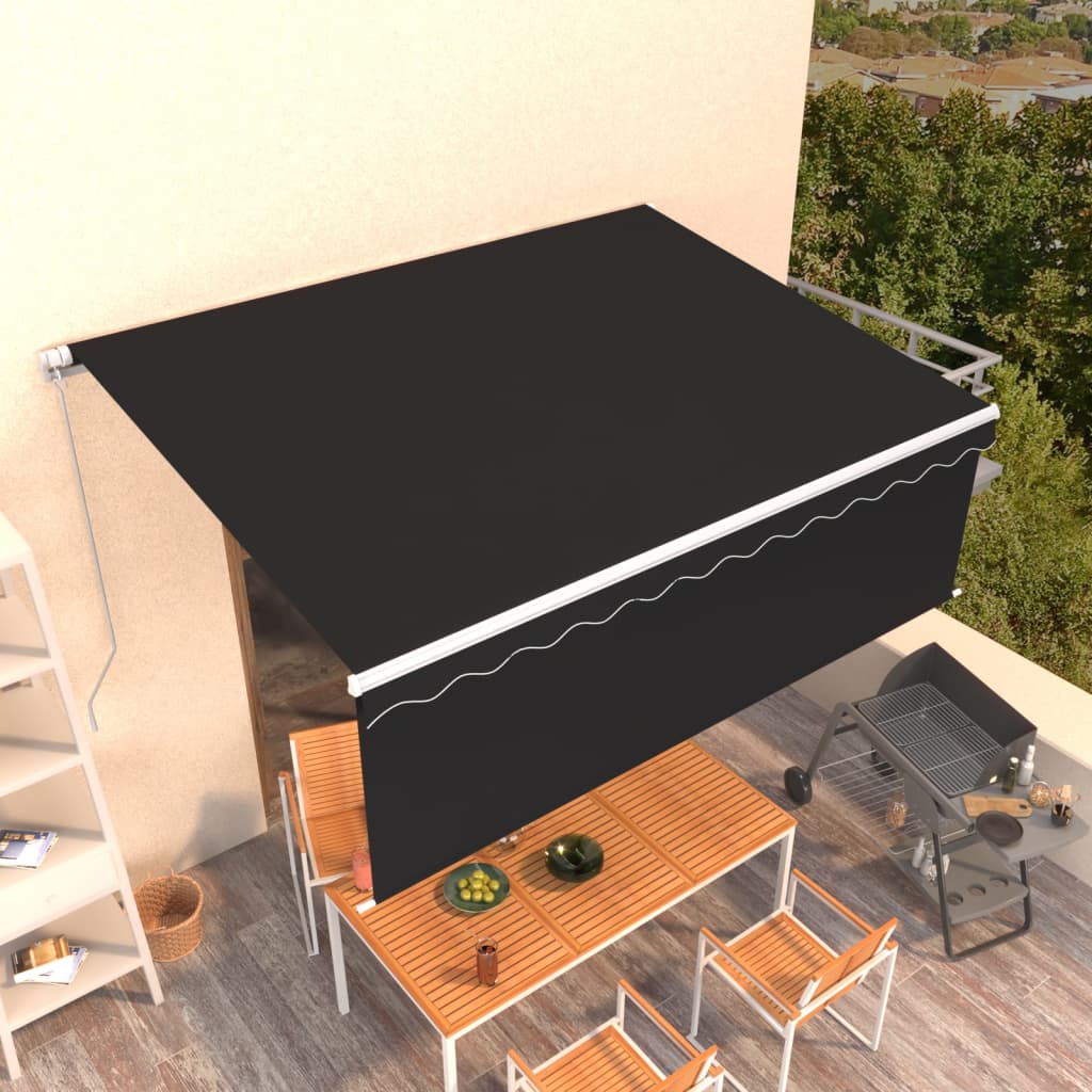 vidaXL Ręcznie zwijana markiza z zasłoną, 4x3 m, antracytowa