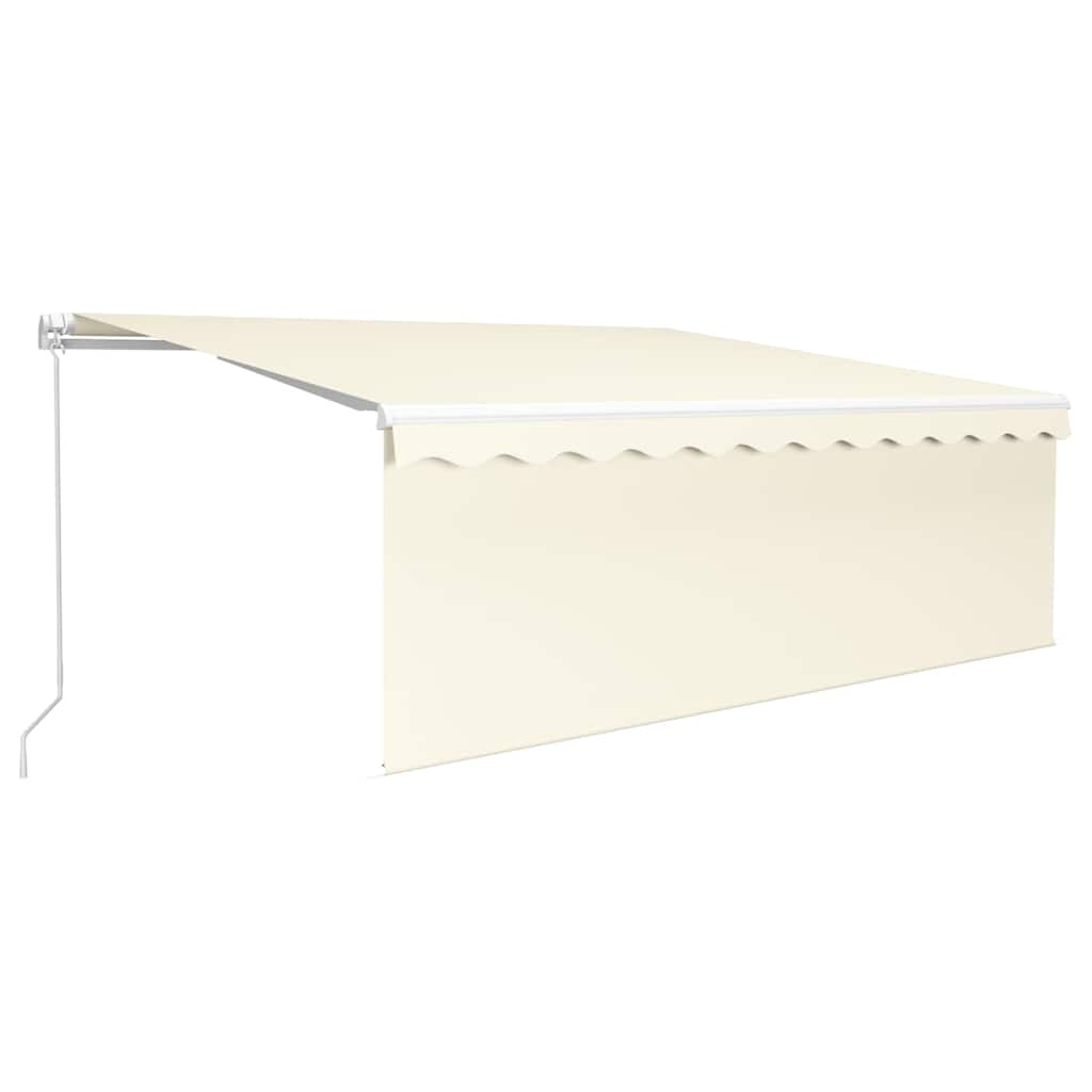 vidaXL Ręcznie zwijana markiza z zasłoną i LED, 4x3 m, kremowa