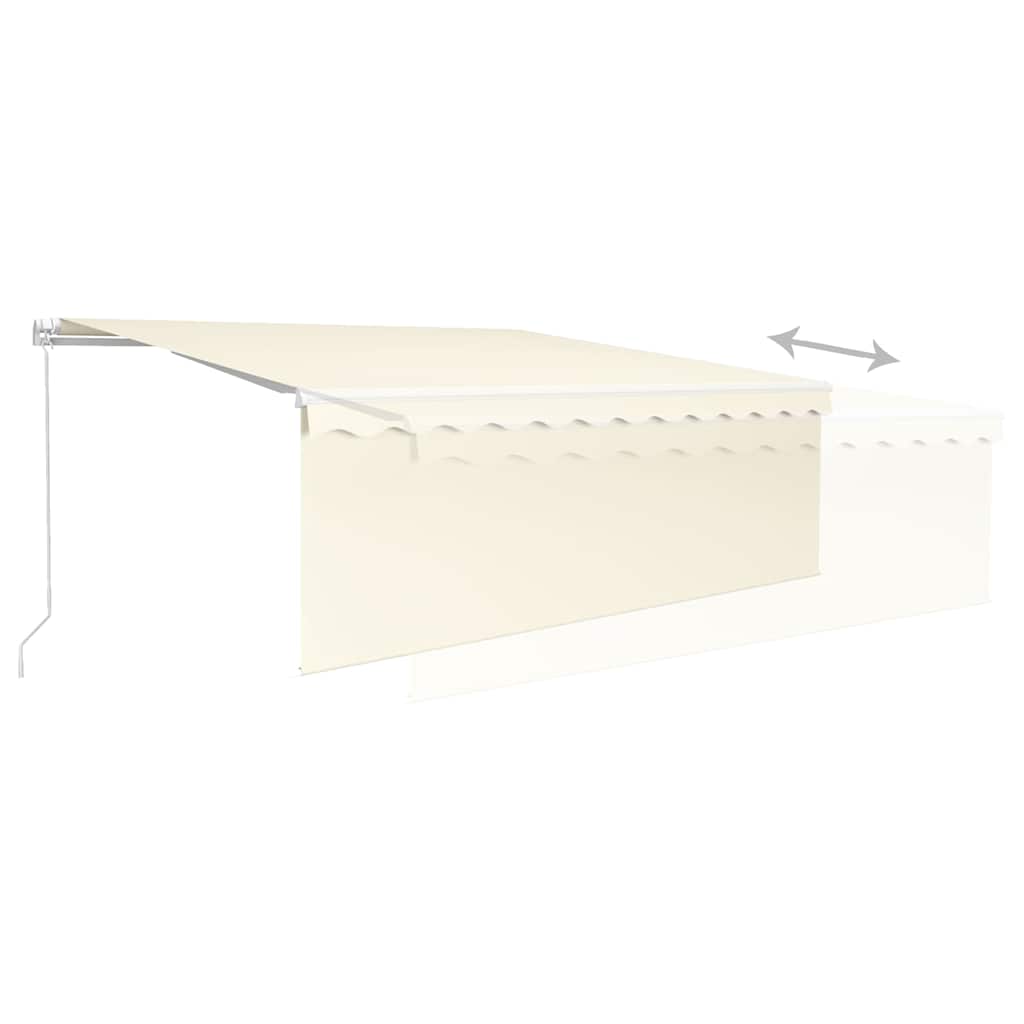 vidaXL Ręcznie zwijana markiza z zasłoną i LED, 4x3 m, kremowa