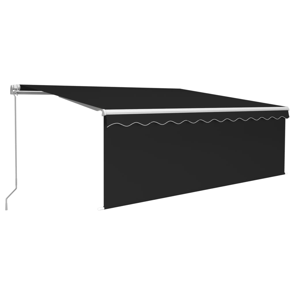 vidaXL Ręcznie zwijana markiza z zasłoną i LED, 4x3 m, antracytowa