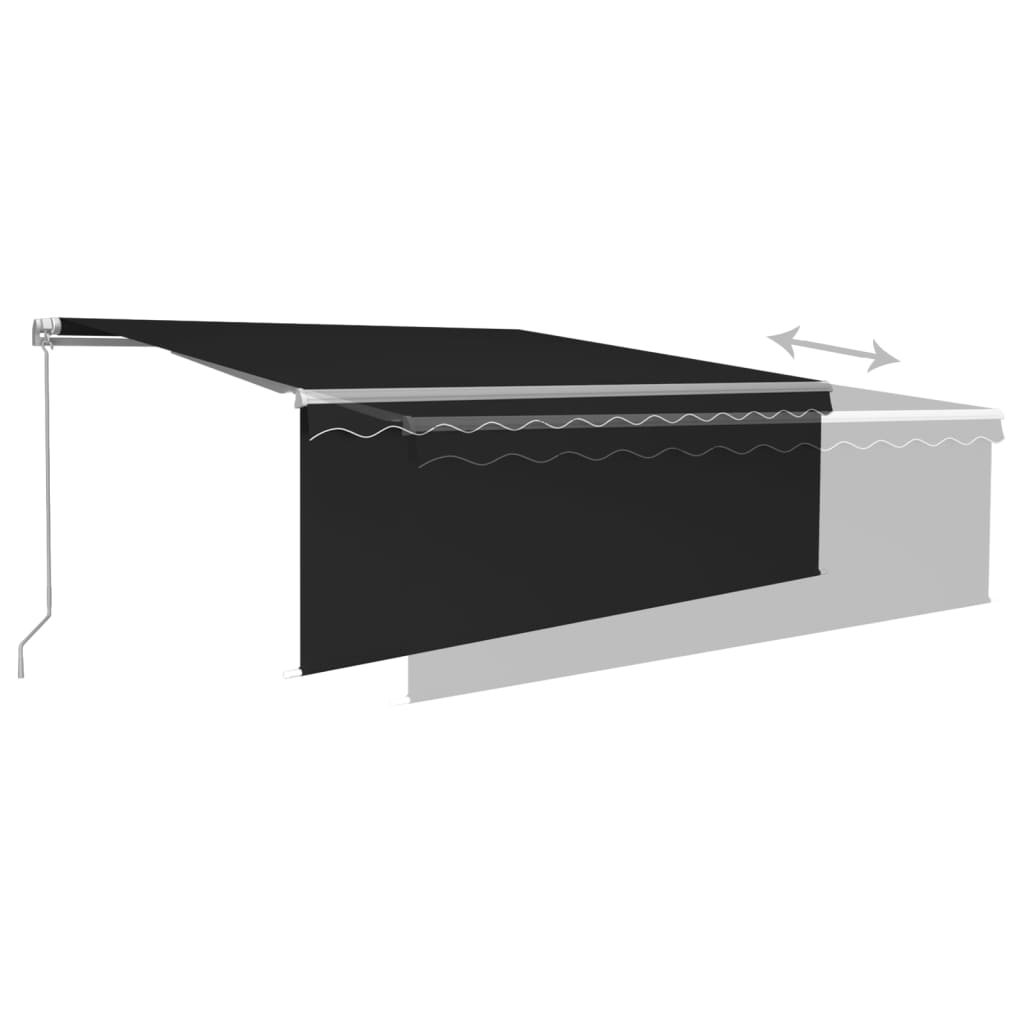 vidaXL Ręcznie zwijana markiza z zasłoną i LED, 4x3 m, antracytowa