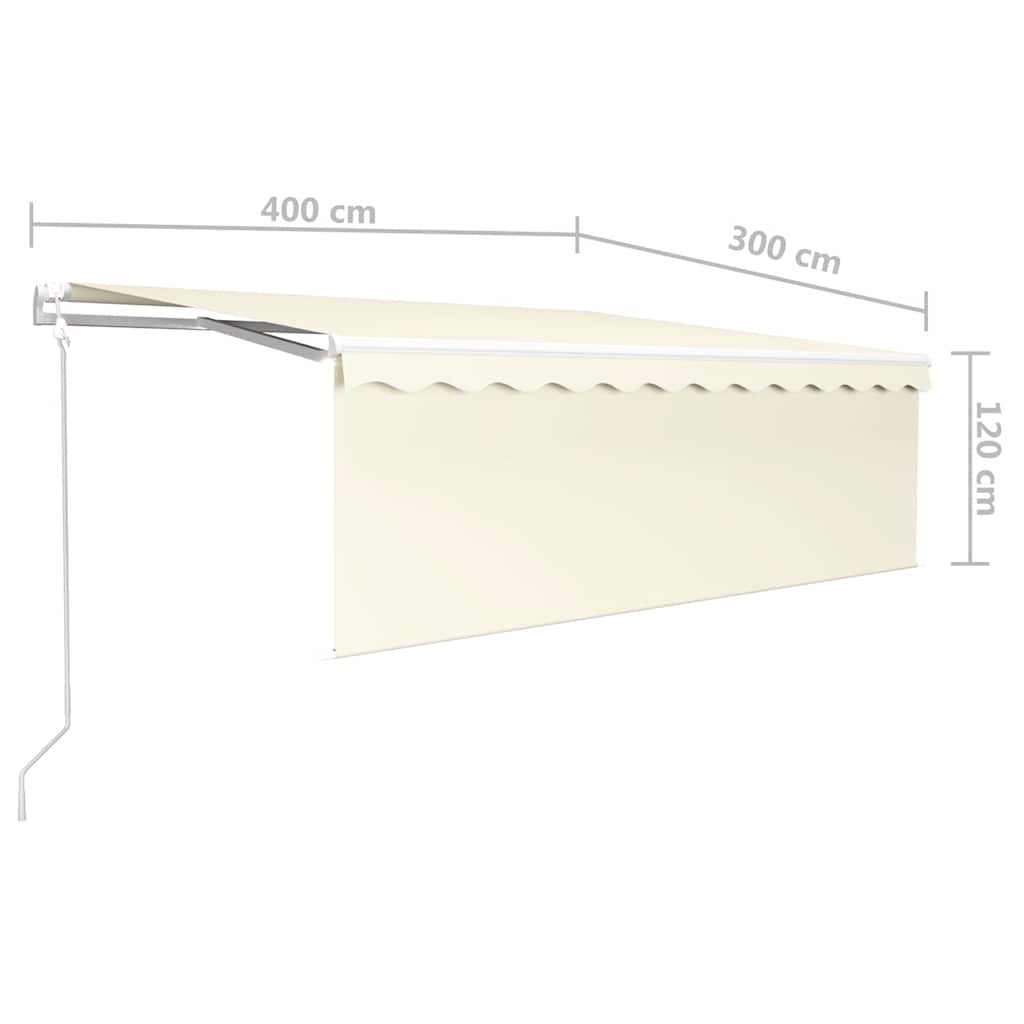 vidaXL Automatycznie zwijana markiza z zasłoną, 4x3 m, kremowa