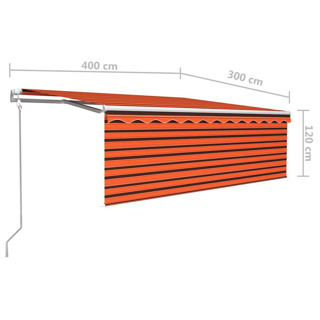 vidaXL Automatyczna markiza z zasłoną, 4x3 m, pomarańczowo-brązowa
