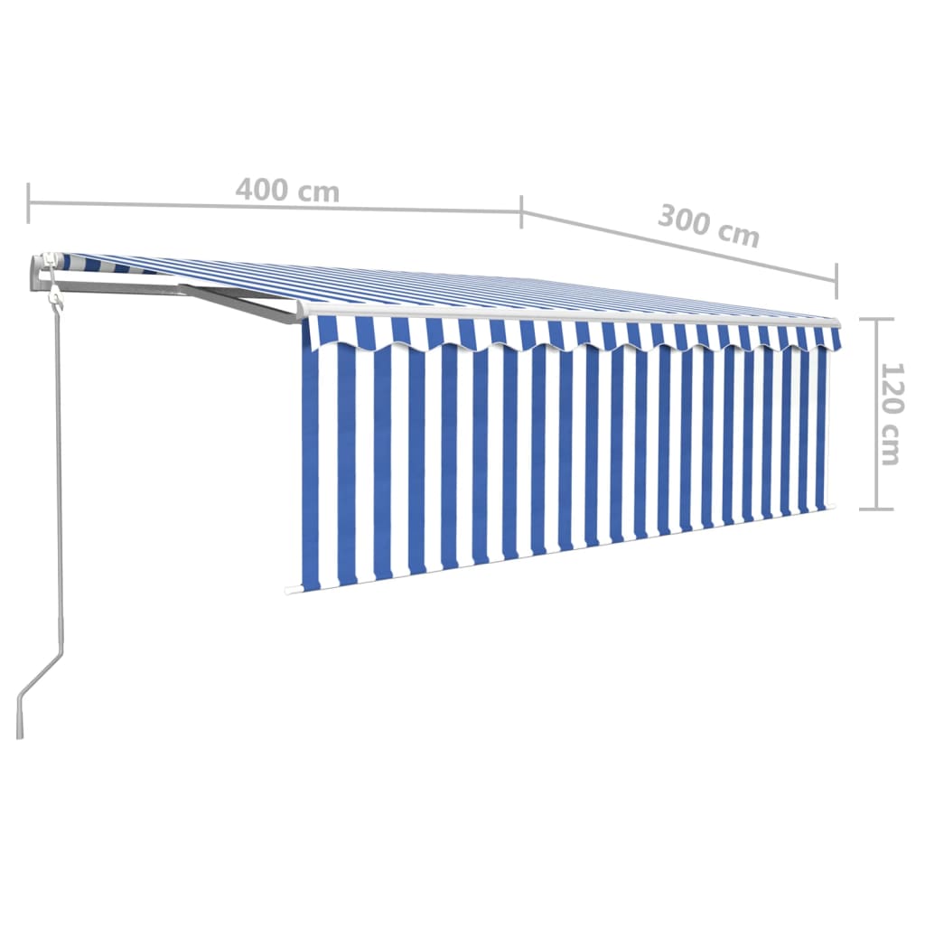 vidaXL Automatyczna markiza z zasłoną, LED i czujnikiem wiatru, 4x3 m