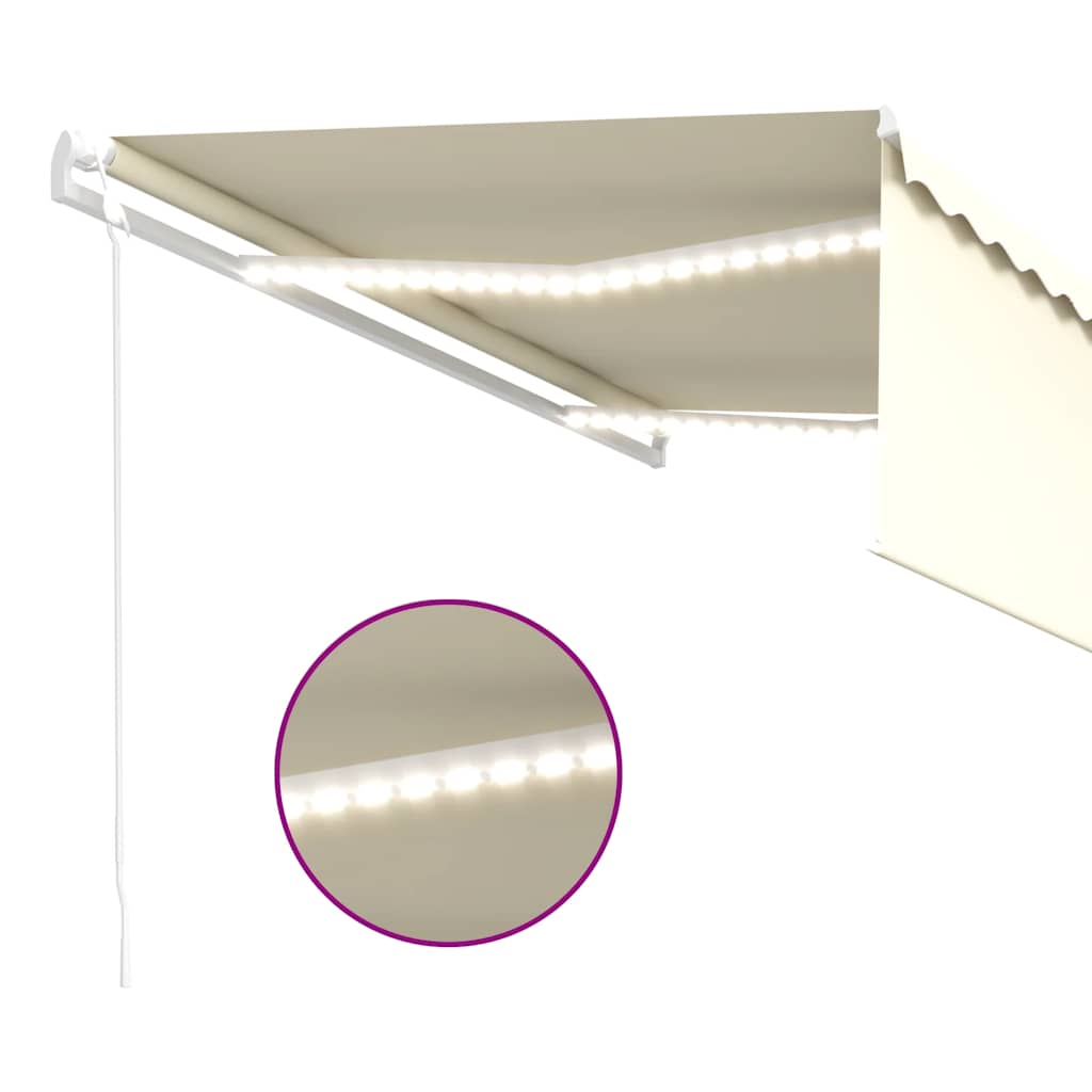 vidaXL Automatyczna markiza z zasłoną, LED i czujnikiem wiatru, 4x3 m
