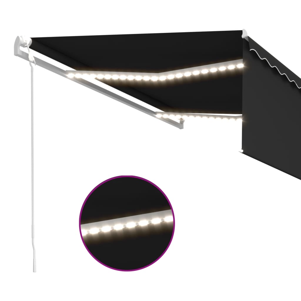 vidaXL Automatyczna markiza z zasłoną, LED i czujnikiem wiatru, 4x3 m