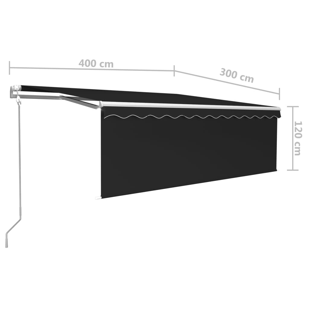 vidaXL Automatyczna markiza z zasłoną, LED i czujnikiem wiatru, 4x3 m