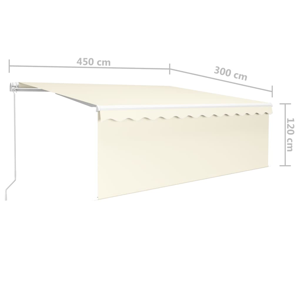 vidaXL Ręcznie zwijana markiza z zasłoną, 4,5 x 3 m, kremowa