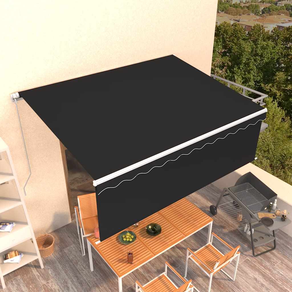 vidaXL Ręcznie zwijana markiza z zasłoną, 4,5x3 m, antracytowa