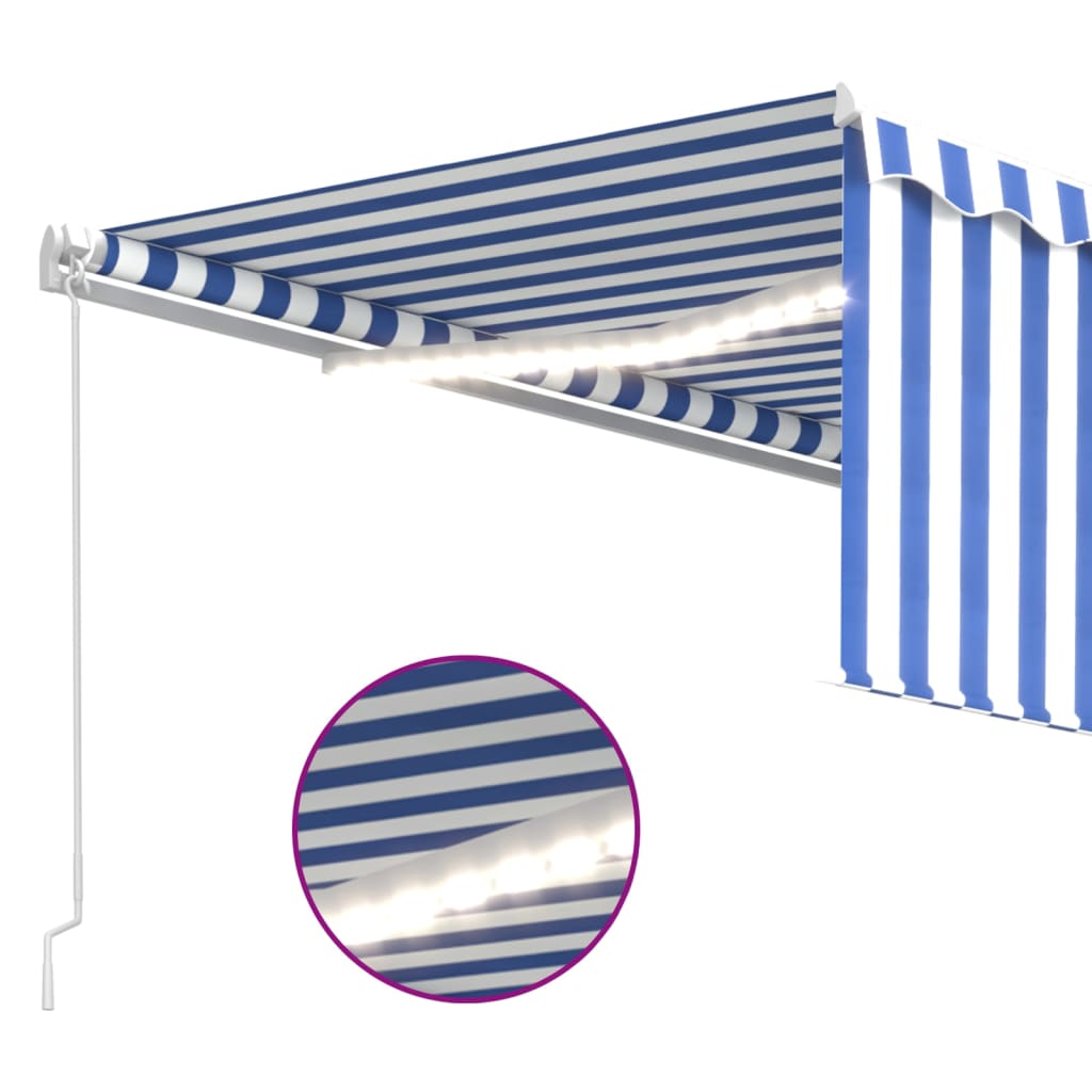 vidaXL Ręcznie zwijana markiza z zasłoną i LED, 4,5x3 m