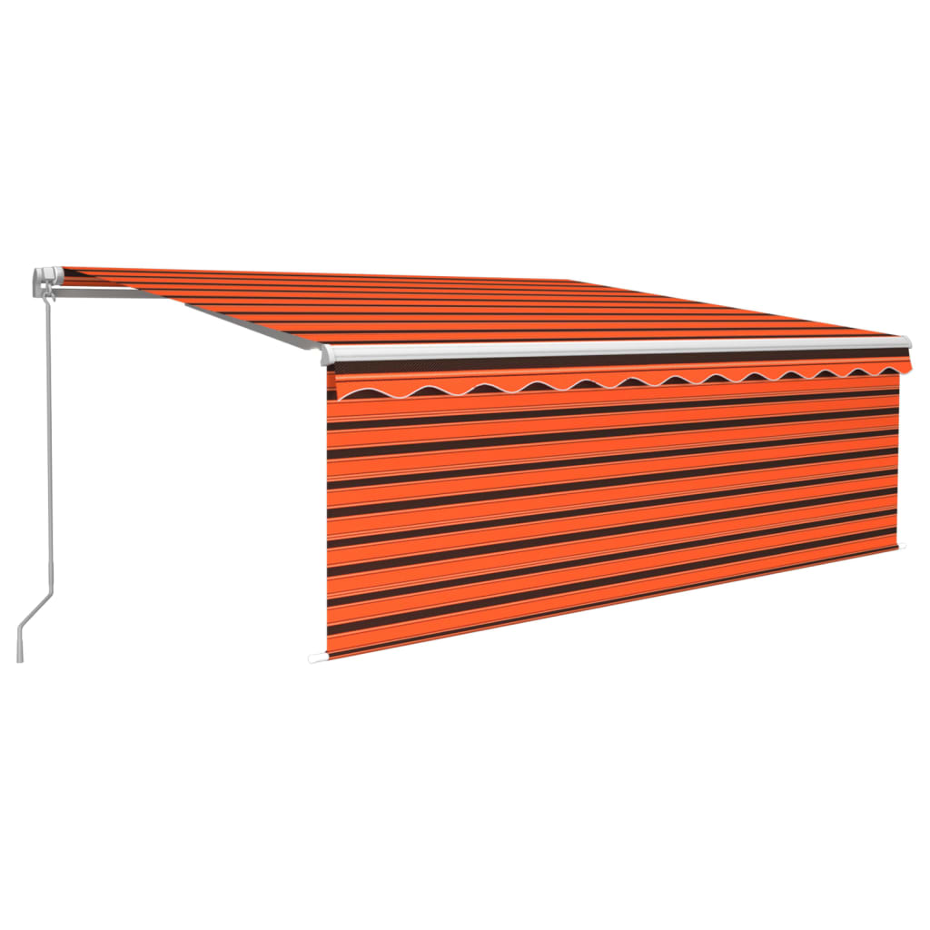 vidaXL Ręcznie zwijana markiza z LED, 4,5x3 m, pomarańczowo-brązowa