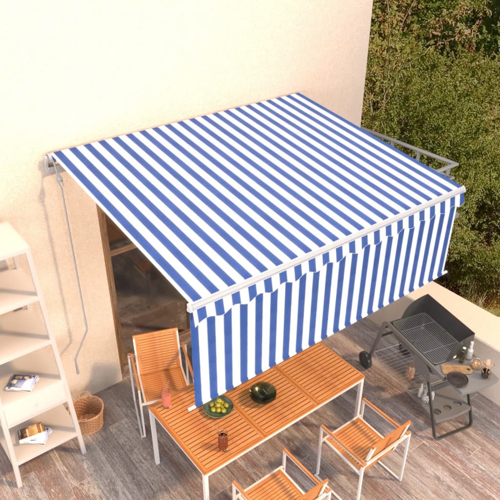 vidaXL Automatyczna markiza z zasłoną, 4,5x3 m, niebiesko-biała