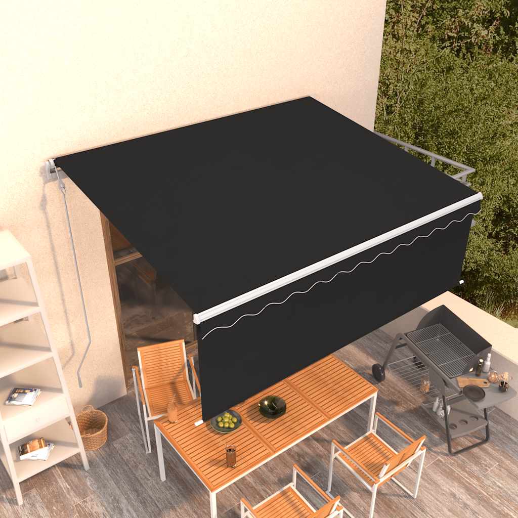 vidaXL Automatycznie zwijana markiza z zasłoną, 4,5x3 m, antracytowa