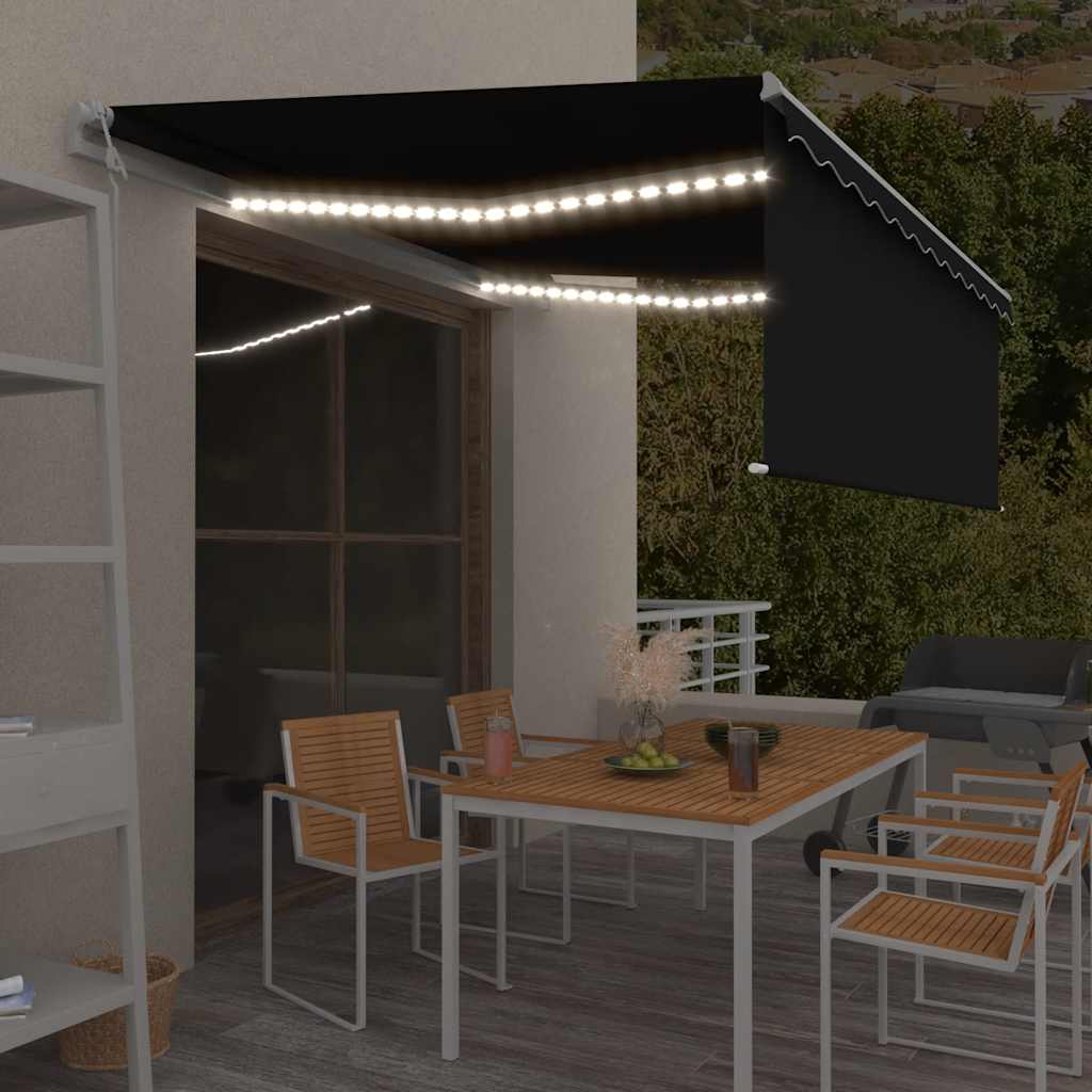 vidaXL Automatyczna markiza z zasłoną, LED i czujnikiem, 4,5x3 m