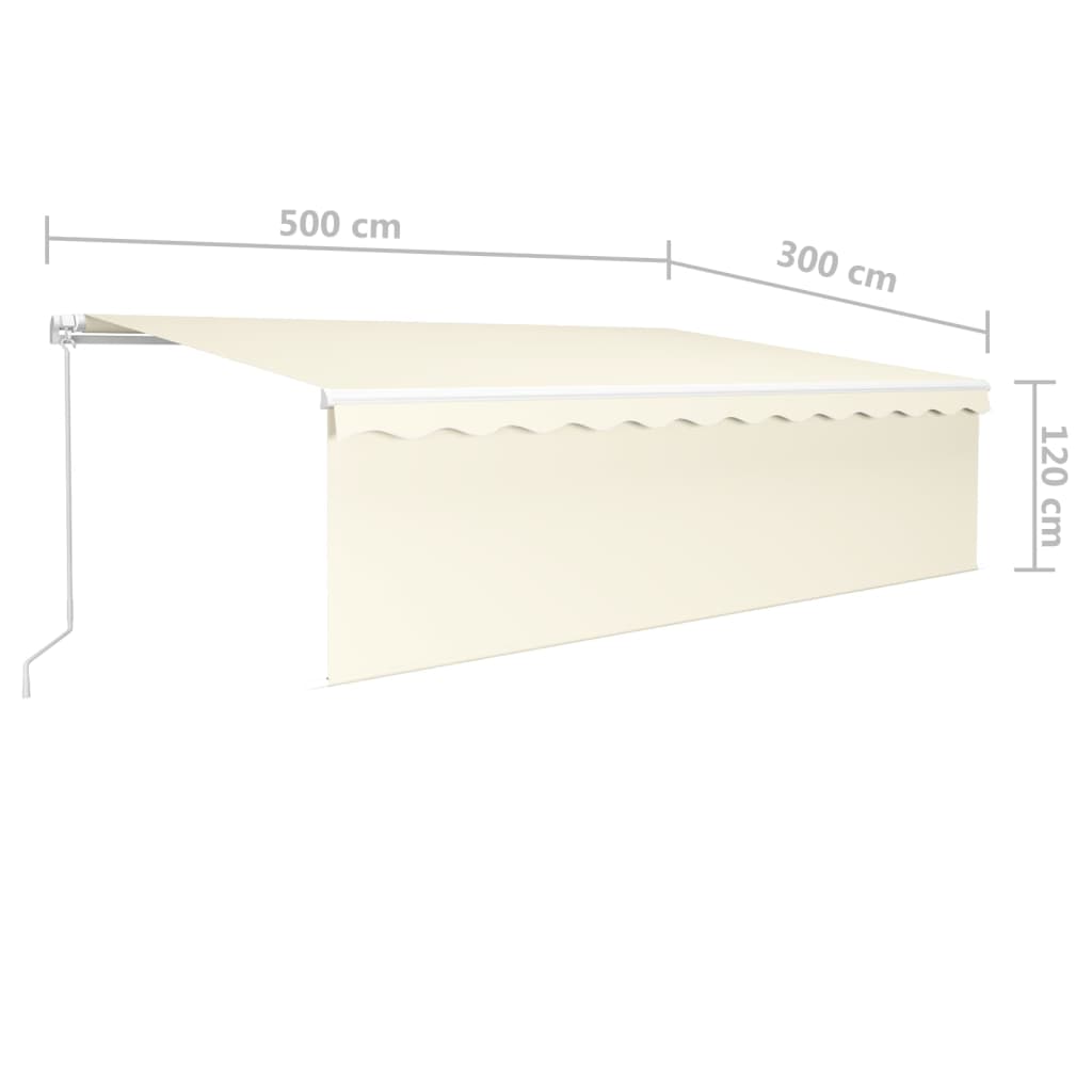 vidaXL Ręcznie zwijana markiza z zasłoną, 5x3 m, kremowa