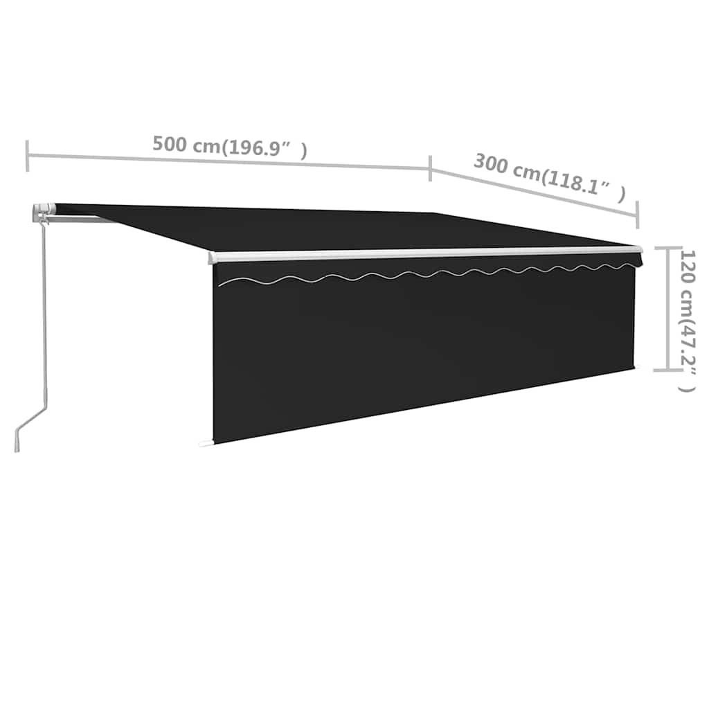 vidaXL Ręcznie zwijana markiza z zasłoną, 5x3 m, antracytowa