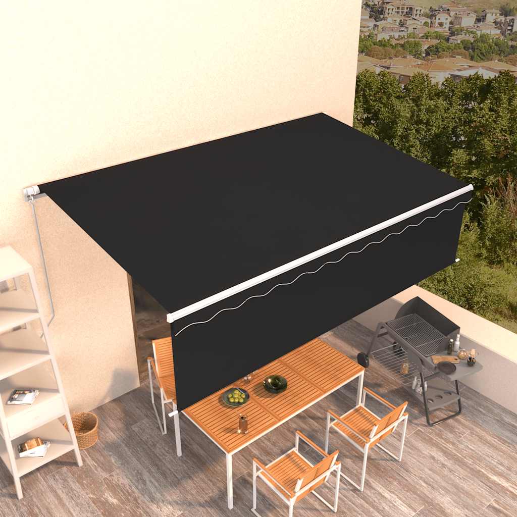 vidaXL Ręcznie zwijana markiza z zasłoną, 5x3 m, antracytowa