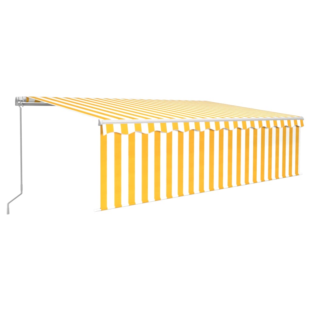 vidaXL Ręcznie zwijana markiza z zasłoną i LED, 5x3 m, żółto-biała