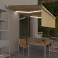 vidaXL Ręcznie zwijana markiza z zasłoną i LED, 5x3 m, żółto-biała