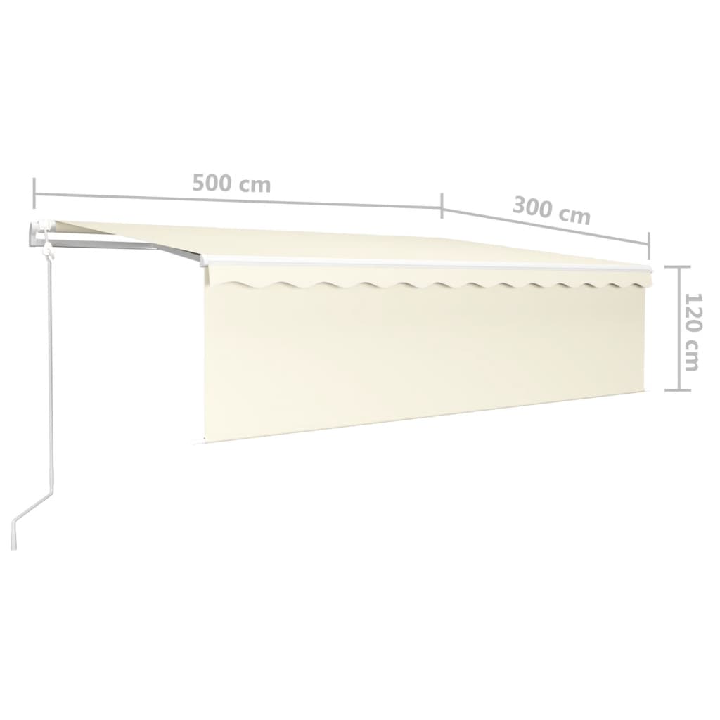 vidaXL Automatycznie zwijana markiza z zasłoną, 5x3 m, kremowa
