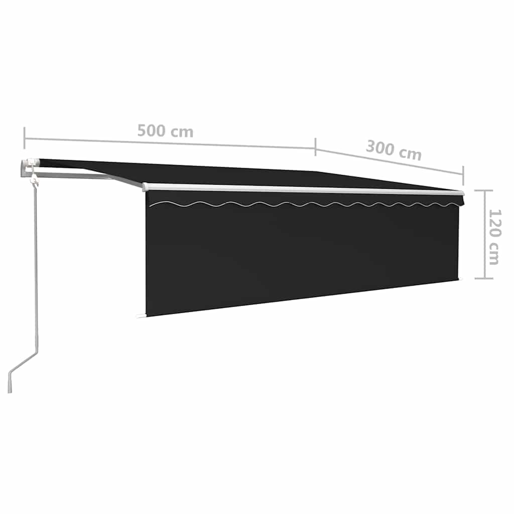 vidaXL Automatycznie zwijana markiza z zasłoną, 5x3 m, antracytowa